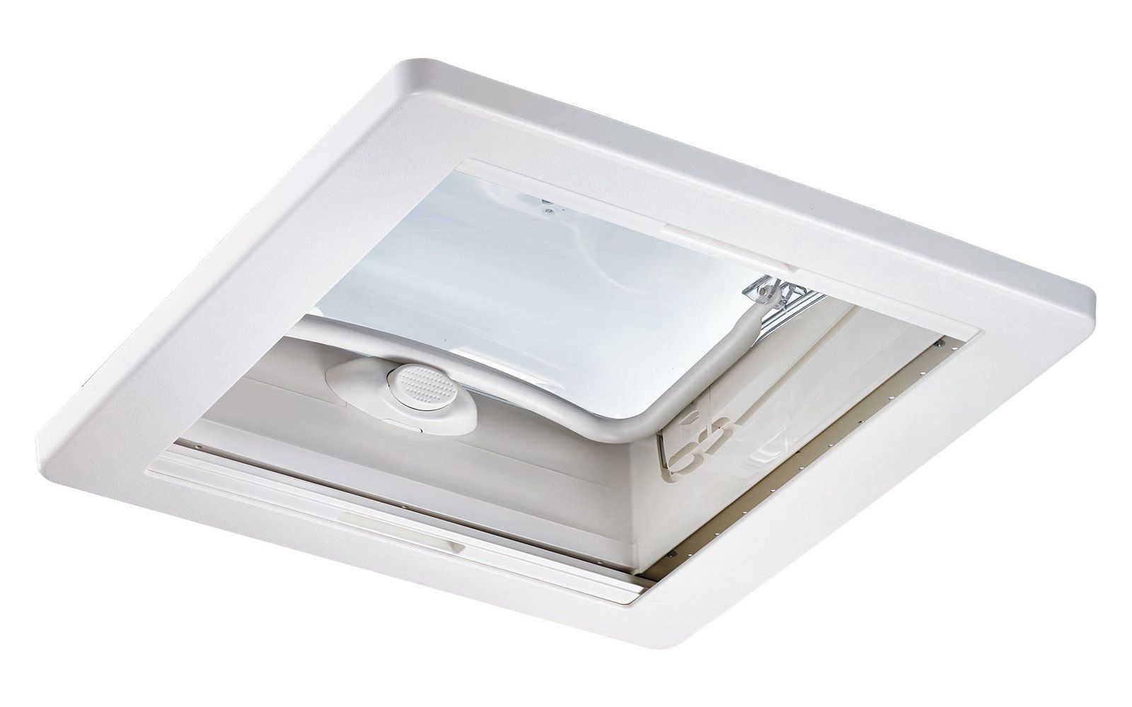 Trapă 40 x 40 Dometic  Mini Heki Style  cu deschidere basculantă si jaluzea retractabilă , pentru grosime acoperis 25 - 42 mm , cu garnitură de etanșare