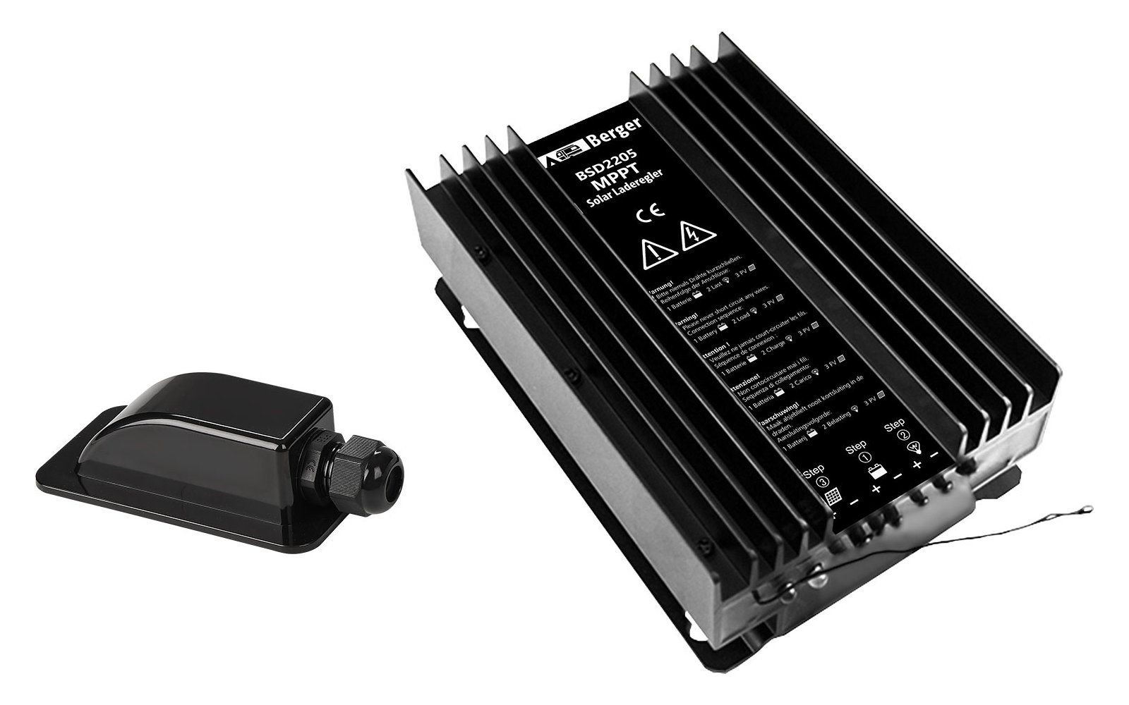 Set panou solar 195W monocristalin  Berger Deluxe  cu controller MPPT 20A si profile de prindere integrate