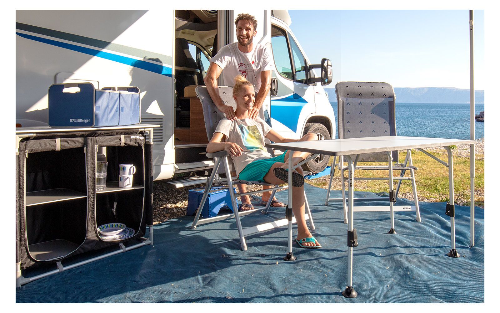 Scaun pliant Berger Lux XL - gri