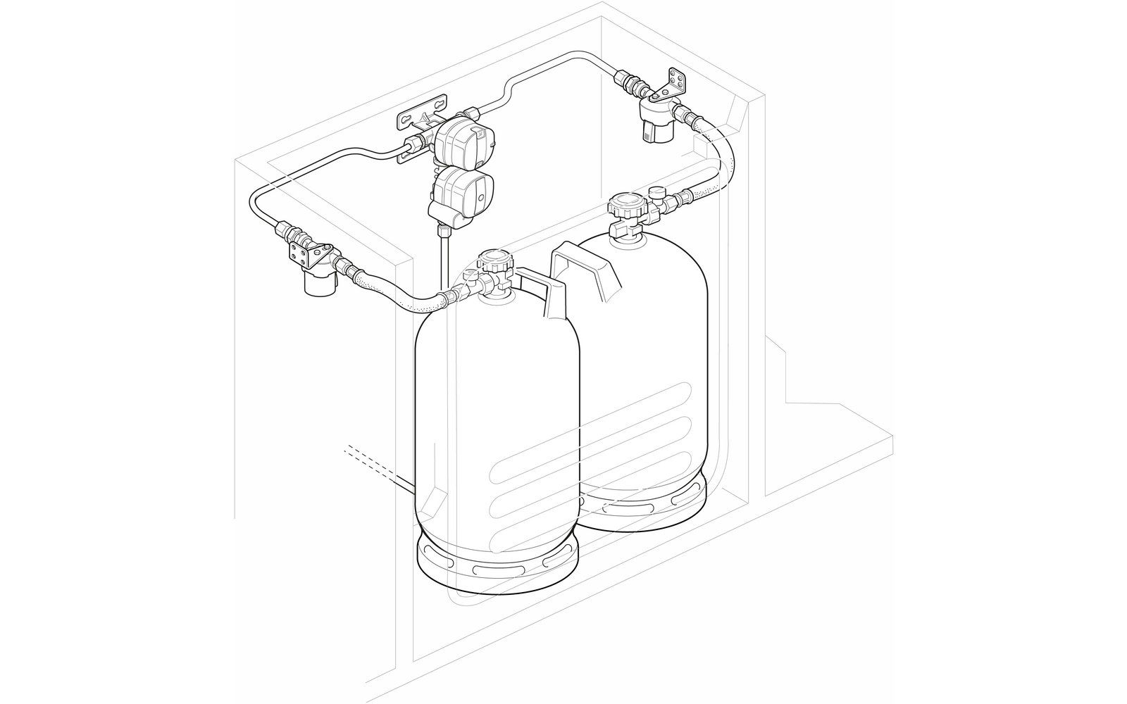 Regulator gaz pentru 2 butelii - Truma  DuoControl CS  - pentru montaj vertical - 30mbar