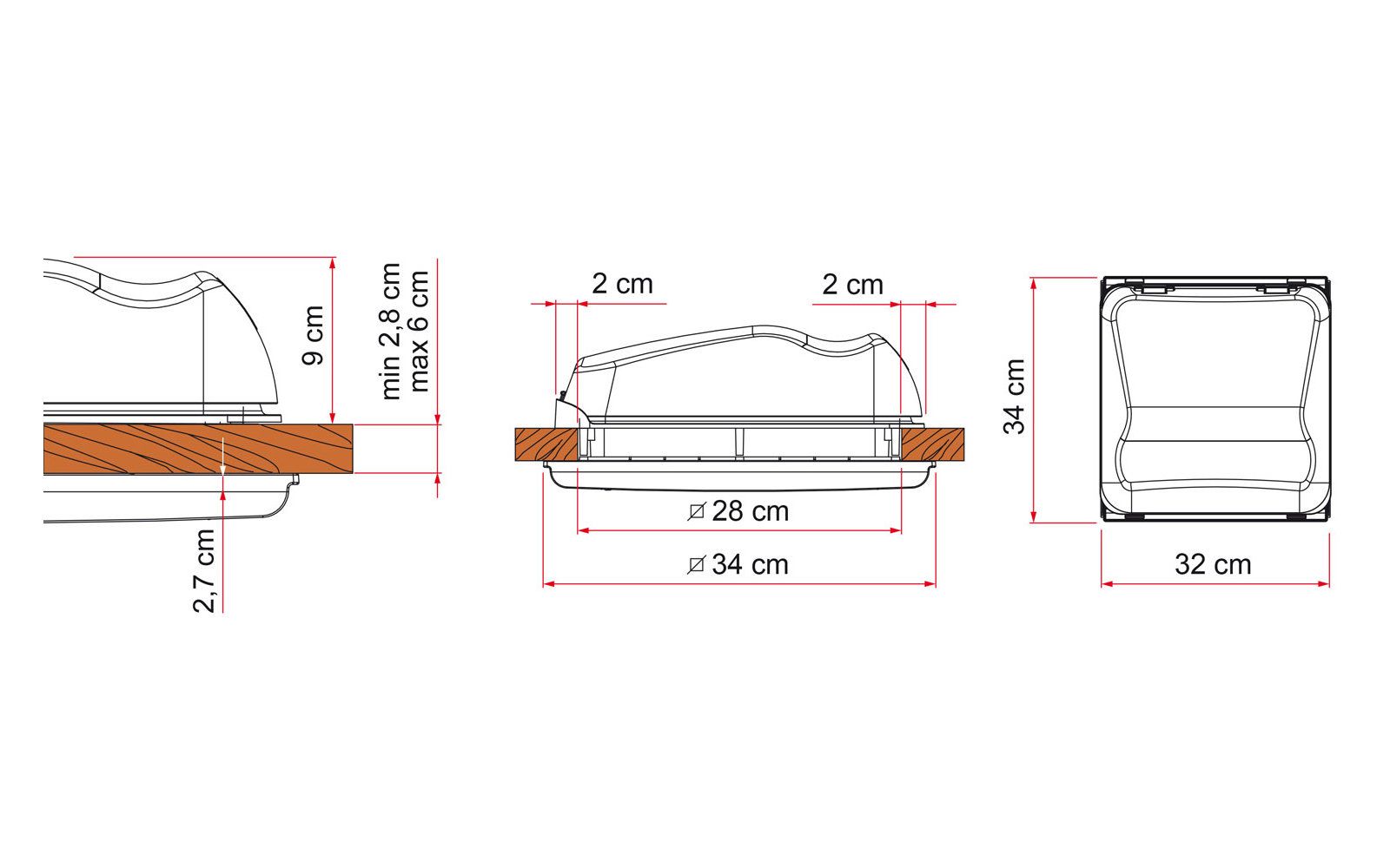 Trapă 28 x 28 Fiamma  Vent 28F Crystal  cu capac transparent si plasa de tantari