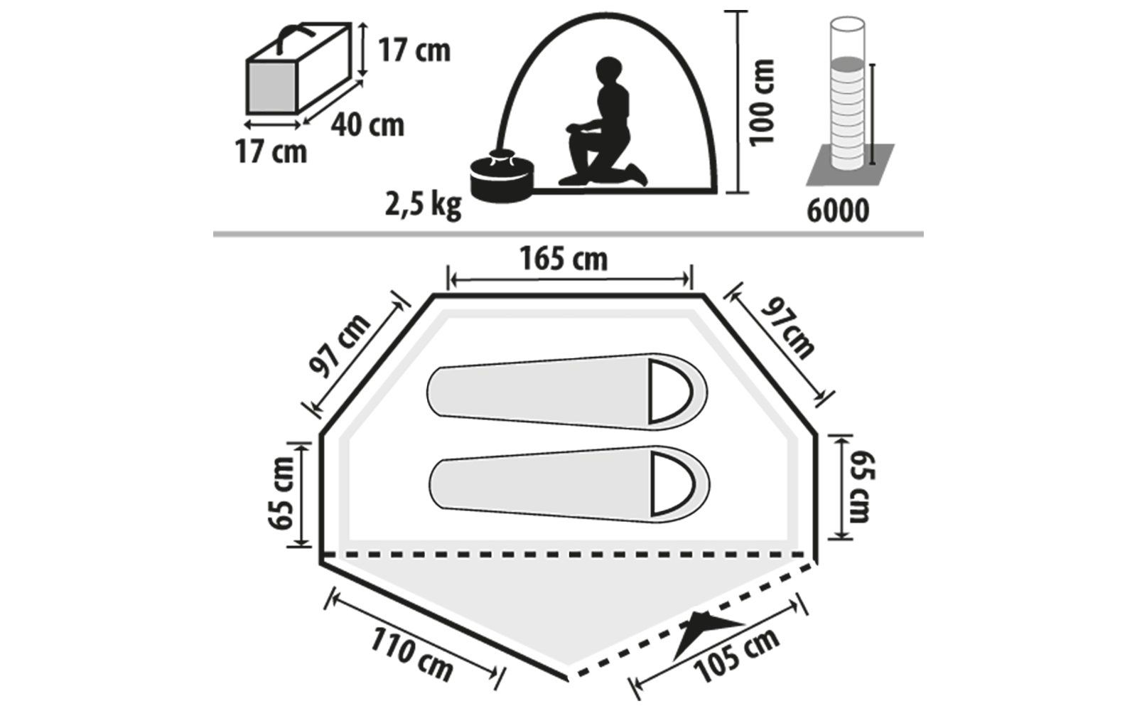 Cort de drumetie/camping Mountain Guide Nola II  cu aluminiu