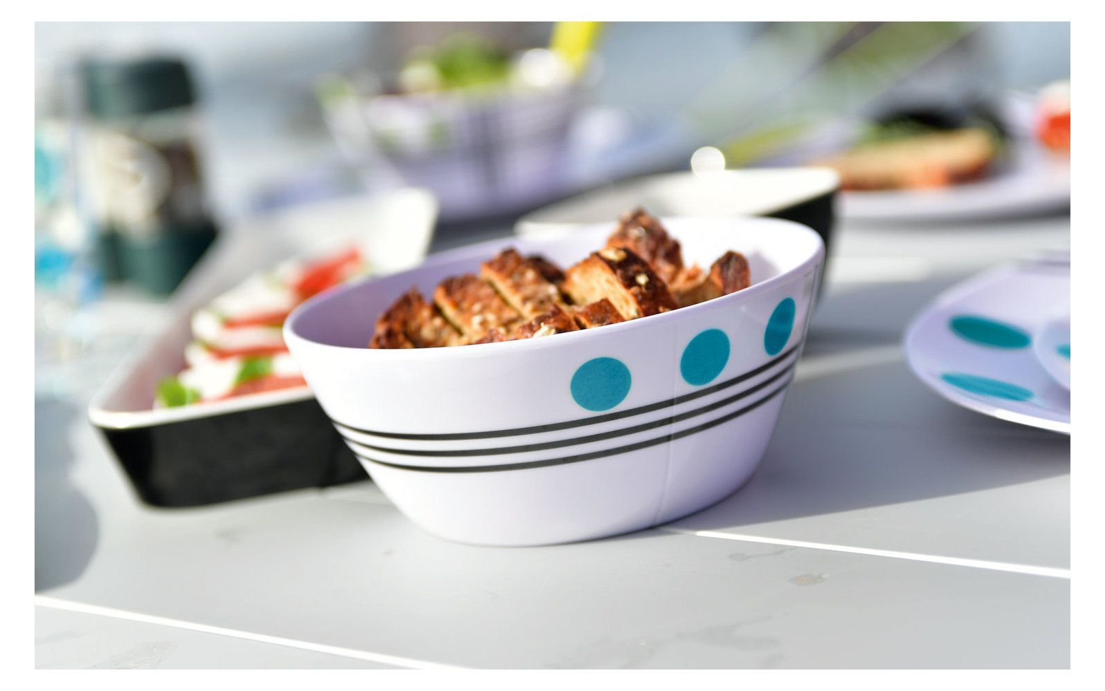 Set vesela melaminata Berger Dots 16 piese - albastru