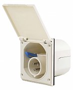 Doza patrata pentru exterior rulote / autorulote cu ștecher CEE si capac rabatabil, IP44, 16A