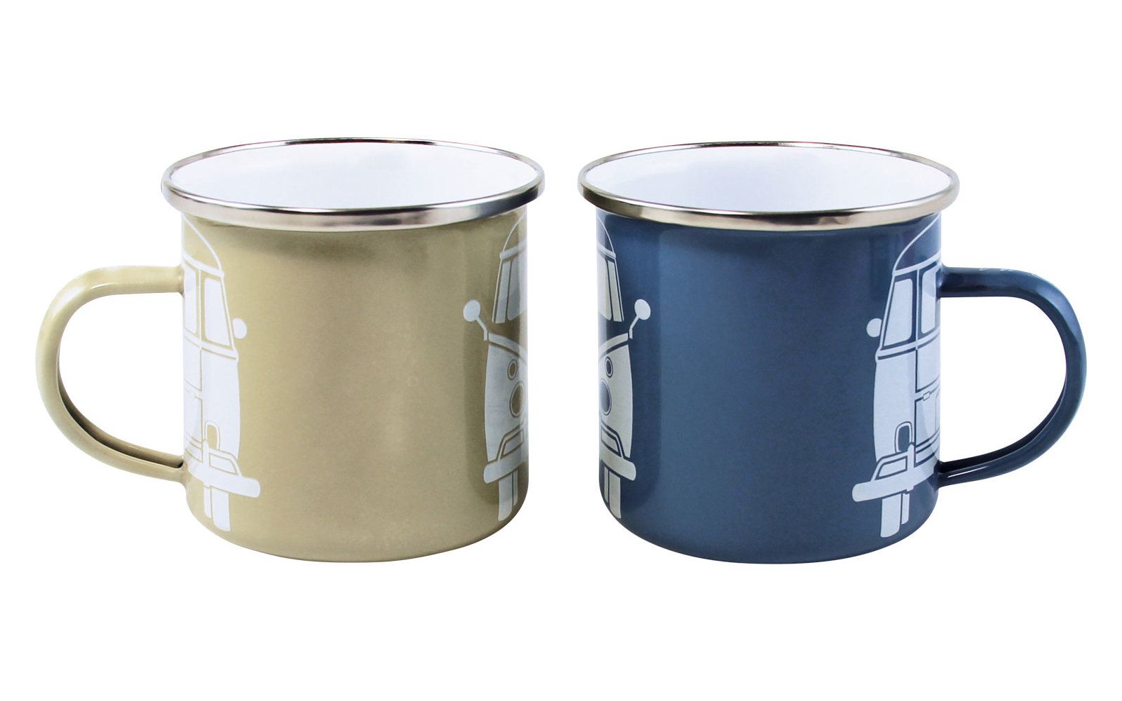 Set căni emailate VW Collection T1 Bus 2 piese Albastru / Gri