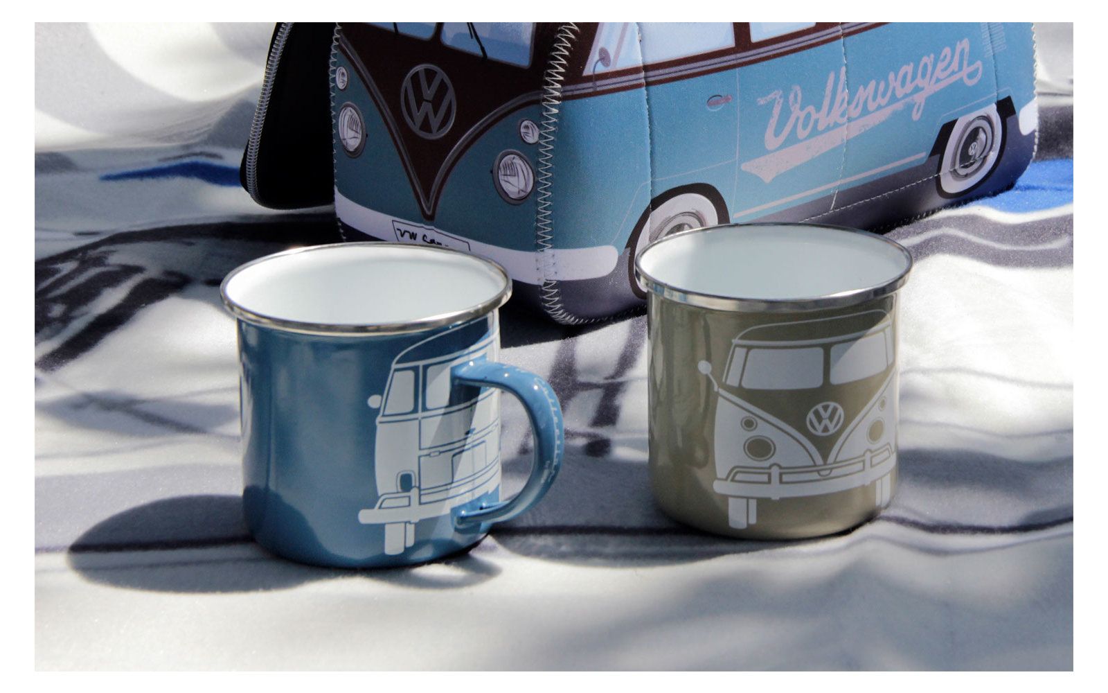 Set căni emailate VW Collection T1 Bus 2 piese Albastru / Gri