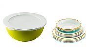 Set ergonomic  farfurii multicolor + bol cu capac Berger 14 buc
