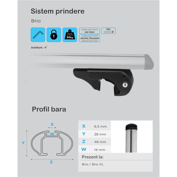 Set bare transversale portbagaj 135 cm