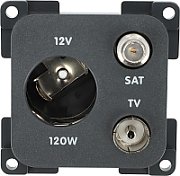 Priza combinata 12V cu TV si SAT culoare gri inchis