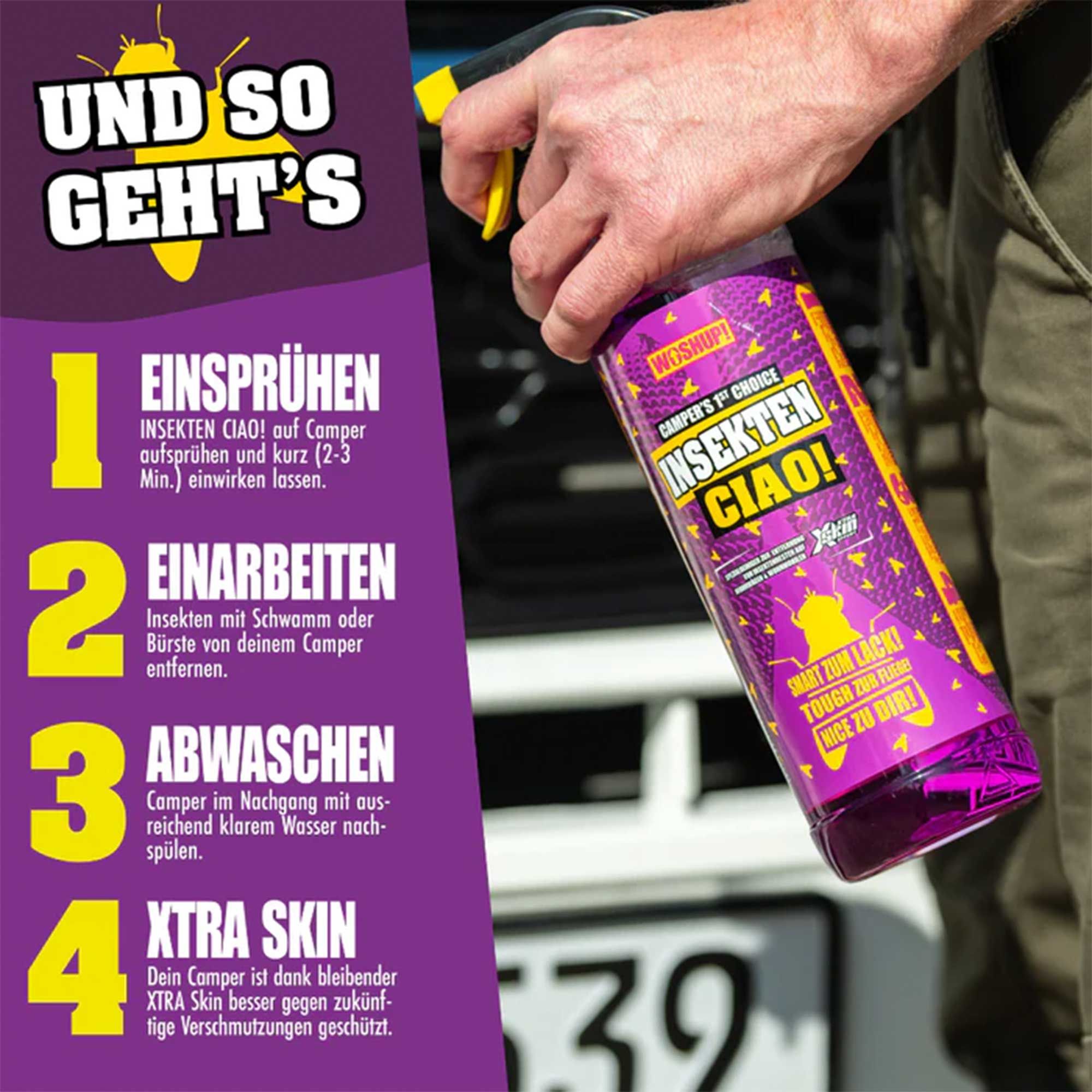 WOSHUP! Soluție specială de curățare pentru îndepărtarea insectelor Insects Bye 1 litru