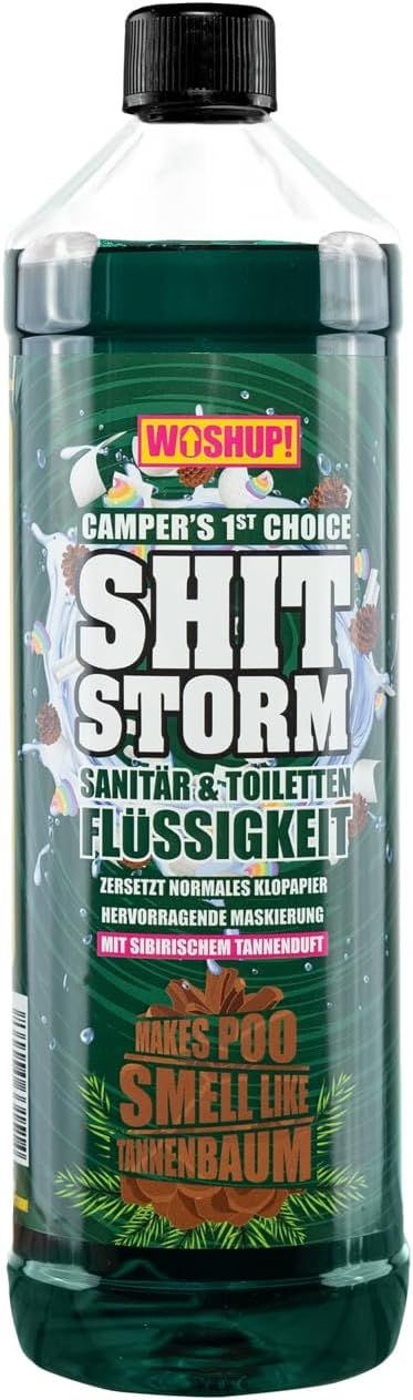 WOSHUP! Storm Liquid Sanitar Lichid de toaletă pentru toaletă de camping cu miros de brad -1000 ml aditiv de toaletă pentru fecale și rezervor de apă uzată, casetă și toaletă chimică
