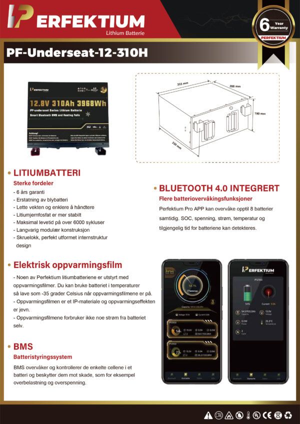 Baterie LifePo4 Perfektium 310Ah - BMS Smart - 6 ani garantie